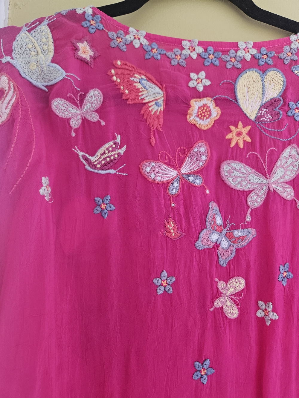 Johnny Was Hot Pink Embroidered Butterfly  Bellona Blouse Sz 3X - Picture 5 of 9